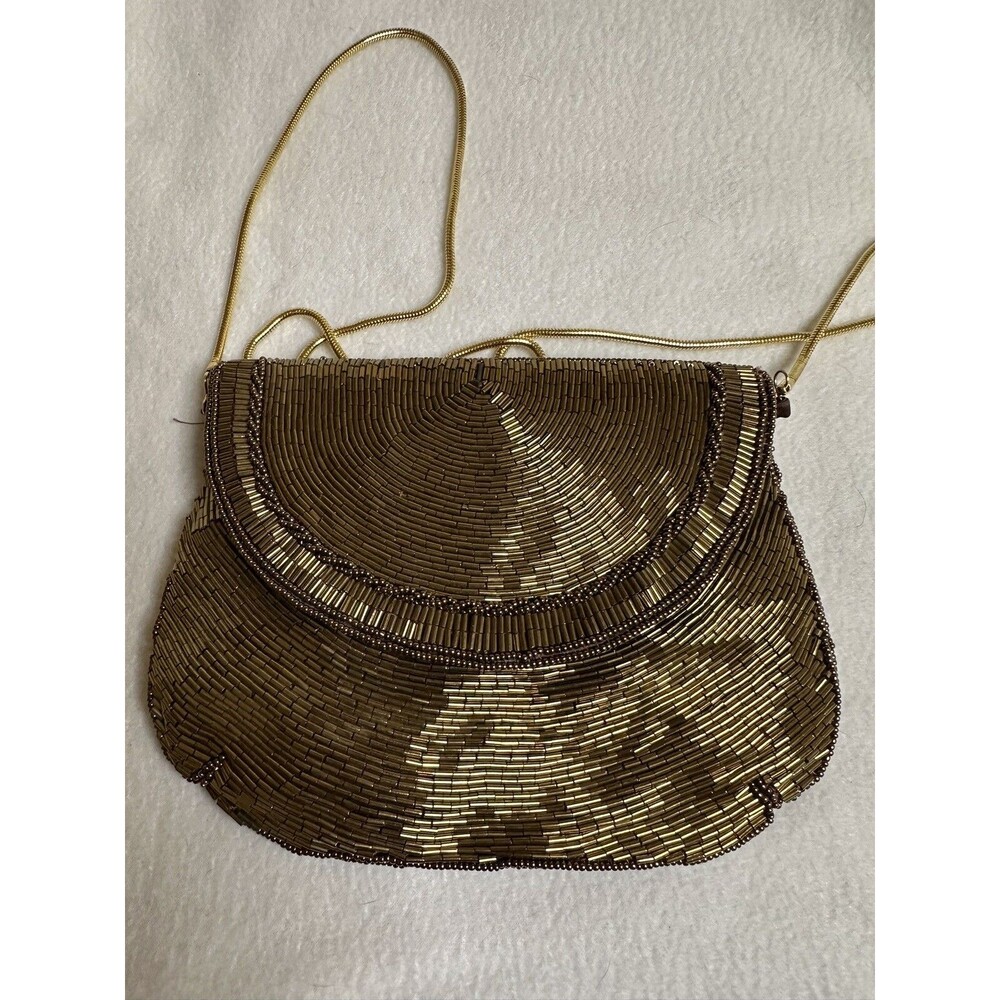 Vintage Gold Beaded Evening Clutch Purse